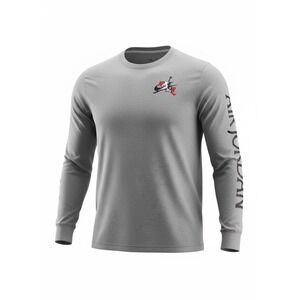 Jordan Mens Long Sleeve Graphic T-Shirt Heather Grey Jumpman Nike Air L sporty